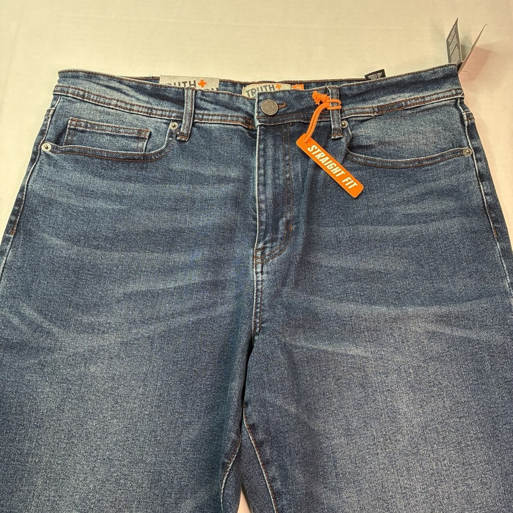 Truth + Triumph Straight Regular Fit Jeans Men's Size 36x34 Blue Ultra Stretch - Picture 4 of 8